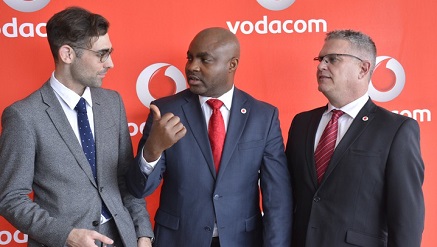 L-R: Adam Thompson, Portfolio Manager, Africa TMT ; Lanre Kolade, Managing Director, Vodacom Business Nigeria and Tony Smallwood,  Executive Head of Department, Internet of Things (IoT), Vodacom Business Africa, at the NigeriaCom ICT Leaders Forum held in Lagos this week.